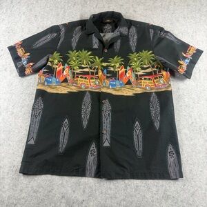 Men’s VTG ROYAL CREATIONS Hawaiian Shirt Cotton Surf Woody Wagon Size Large